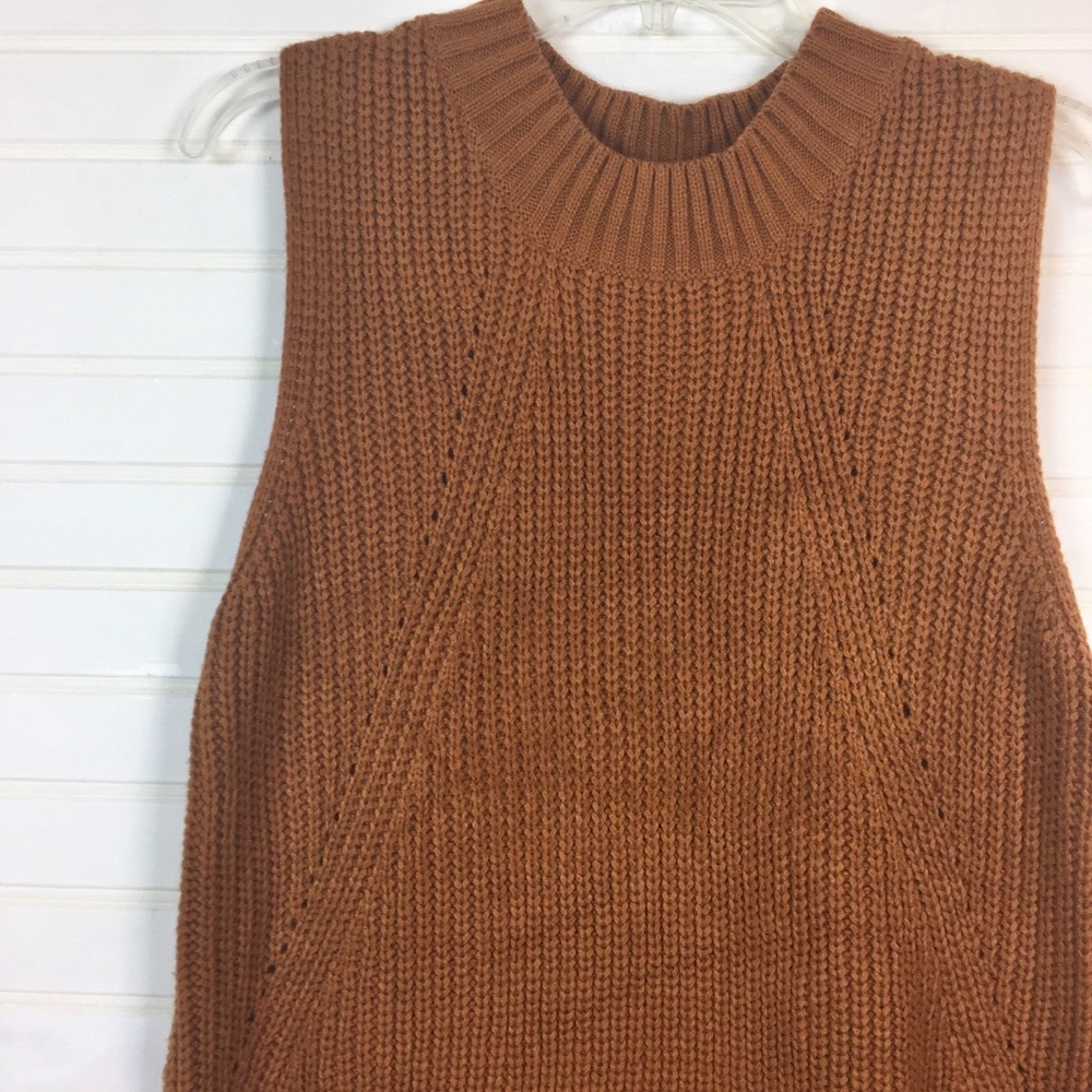Pink Rose Brown Sleeveless Tunic Knit Sweater sz L